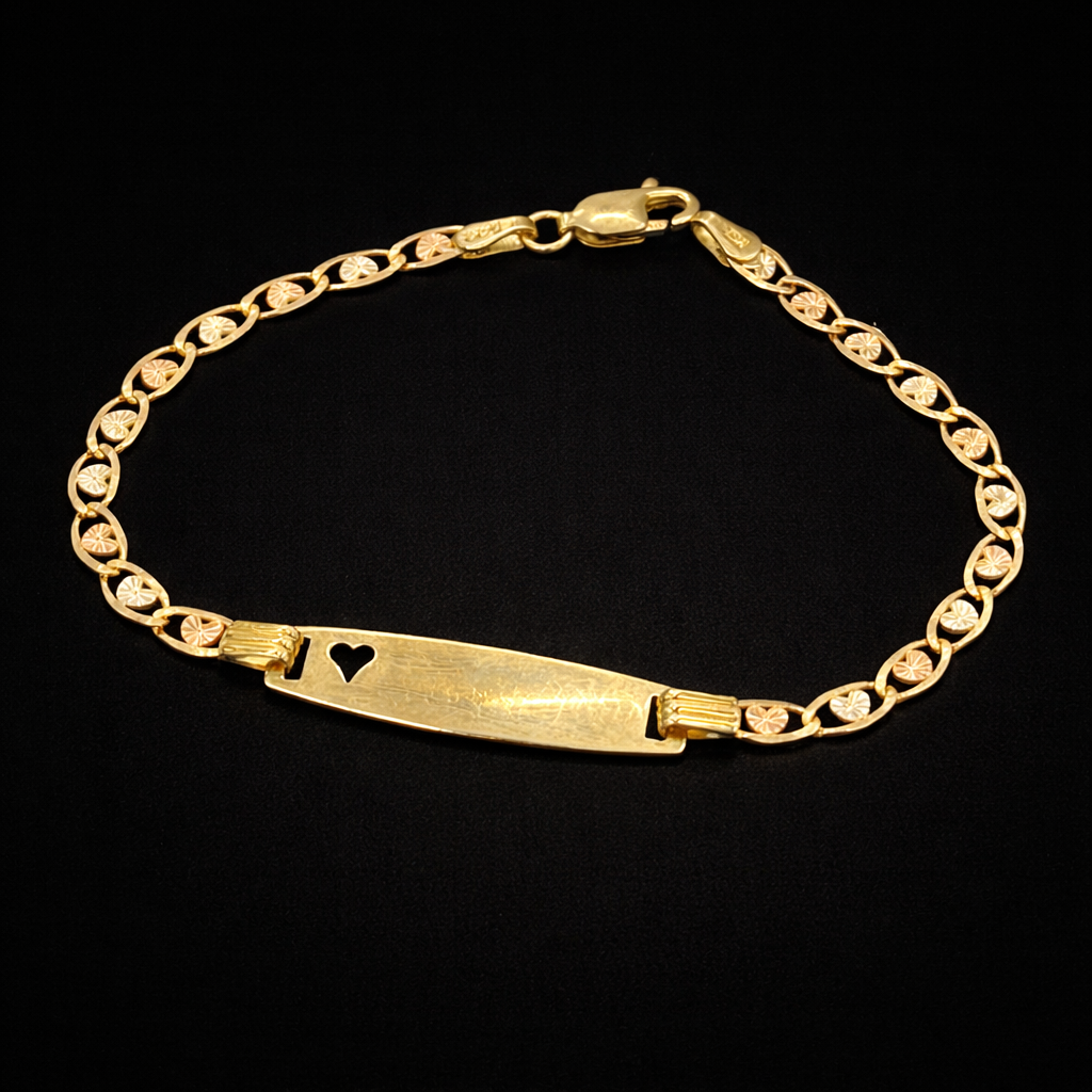Heart Baby ID Bracelet 14K Gold 6.25 INCH