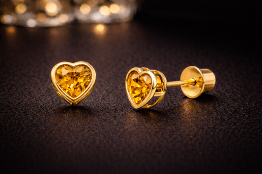 14K Yellow Gold CZ Studs Birth Stones Earrings for Womens Kids