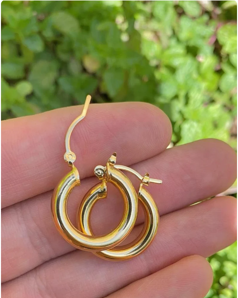14K Gold F Small Earrings Hoop Everyday Jewelry Gifts Womens Ladies Girls