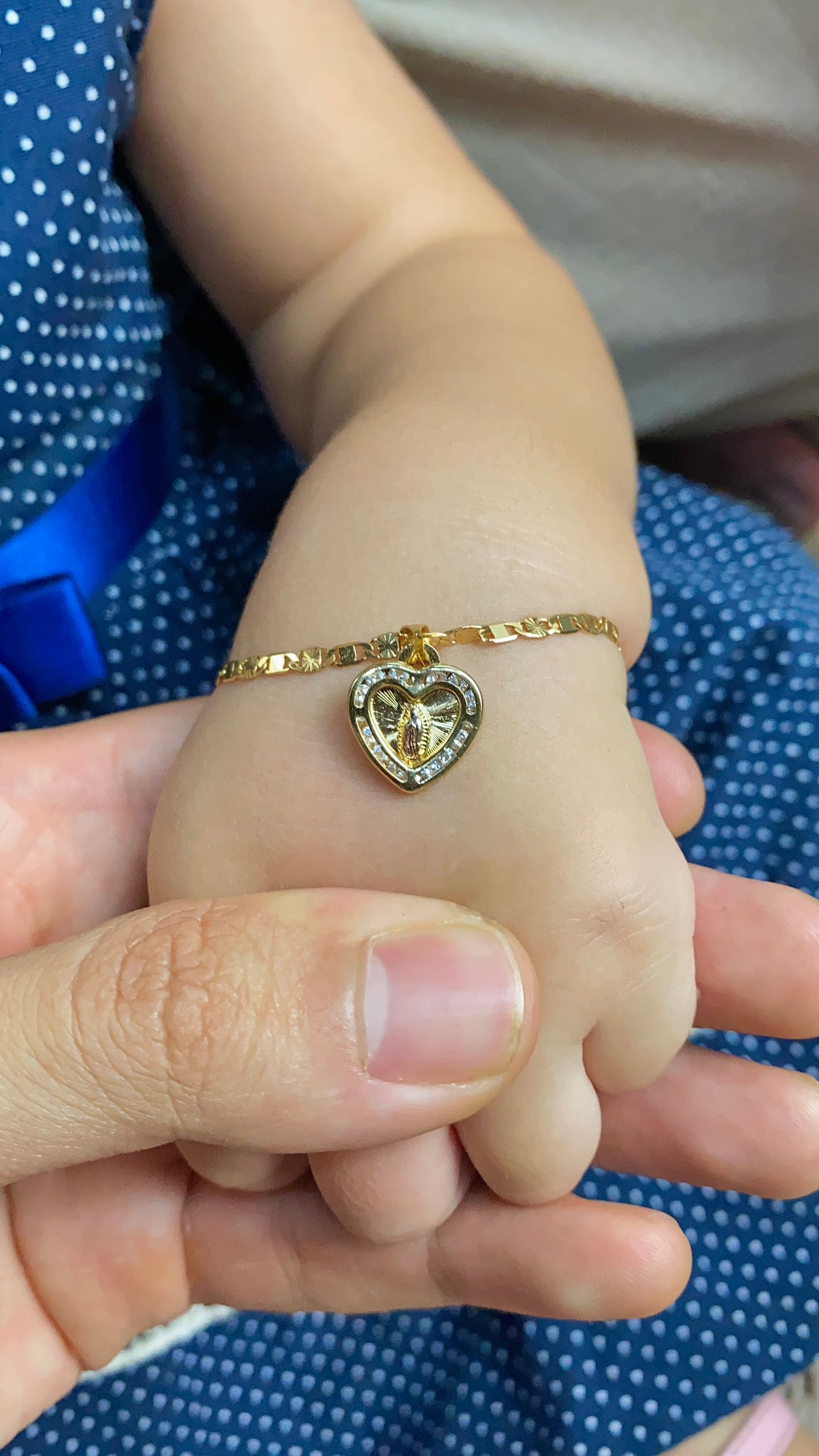 Heart Virgen de Guadalupe CZ Valentino Bracelet for Babies