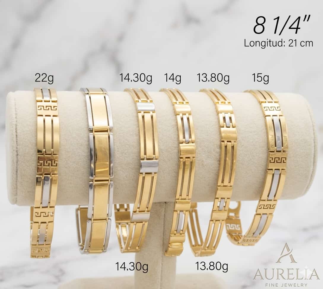 14K Gold Greek Key ID Bracelet
