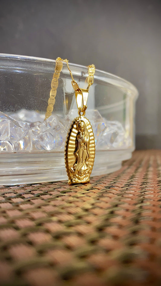 Virgen de Guadalupe Pendant Valentino Necklace 28x13mm