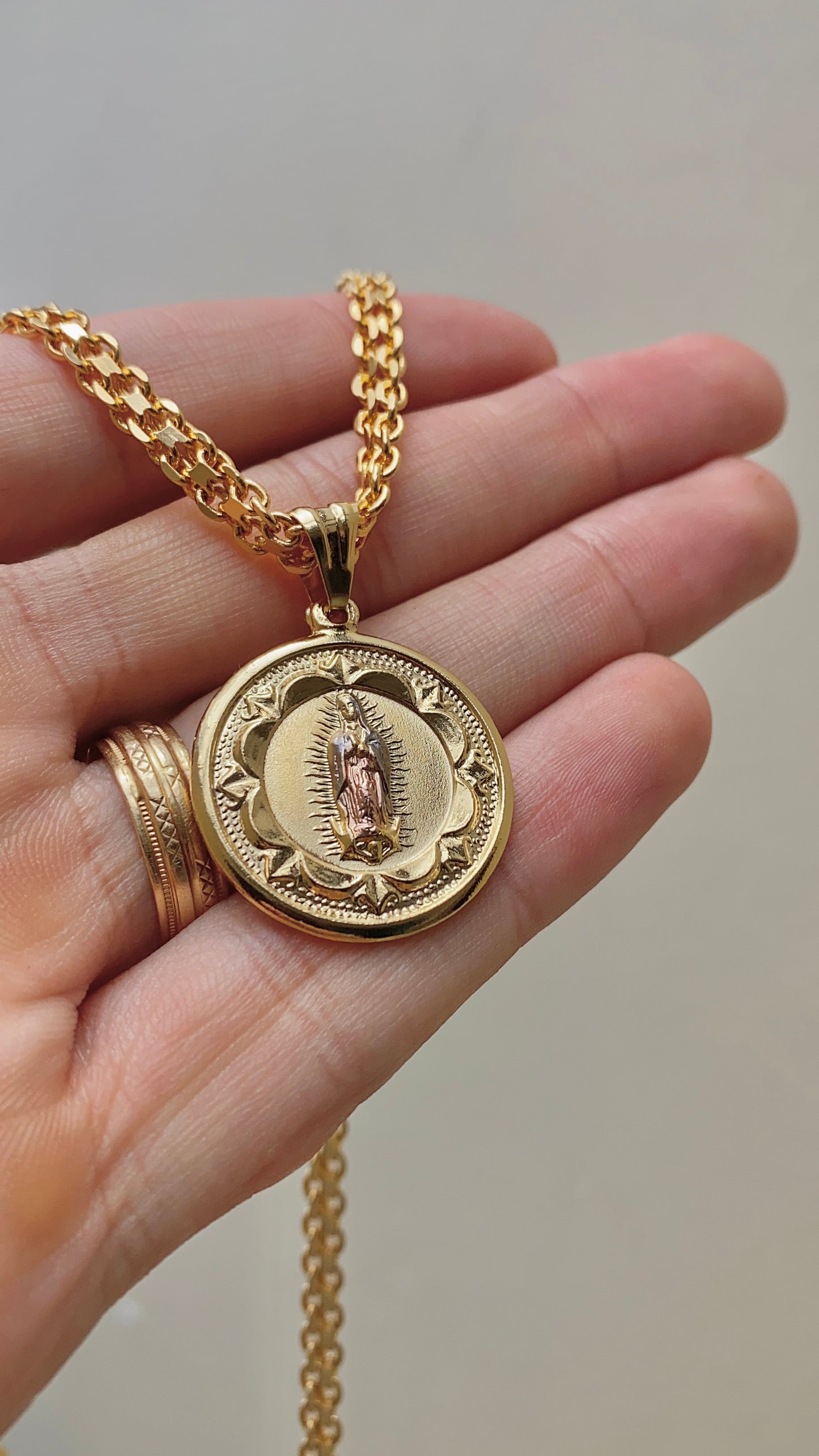 Virgen de Guadalupe Necklace Bismarck Chocker 16" for Womens