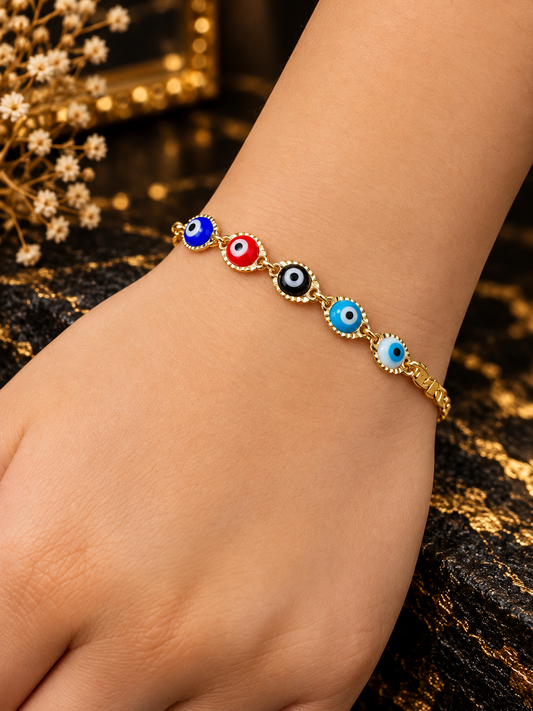 Newborn Baby/Childrens Boys/Girls Gold Filled Evil Eye Baby Bracelet Luck Valentino Link