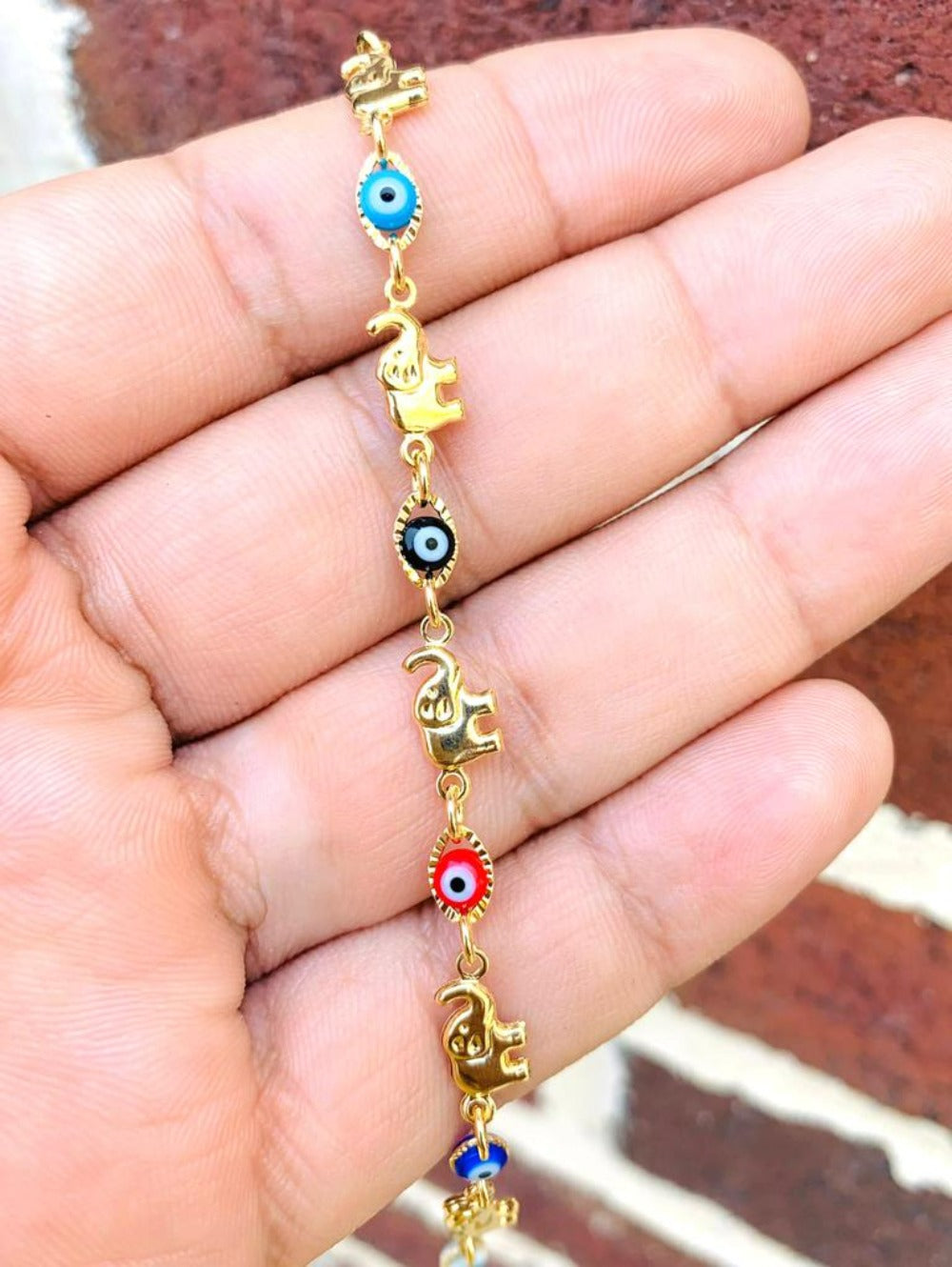 Bebé/niños relleno de oro elefante mal de ojo bebé pulsera suerte/14k oro real relleno bebé pulsera