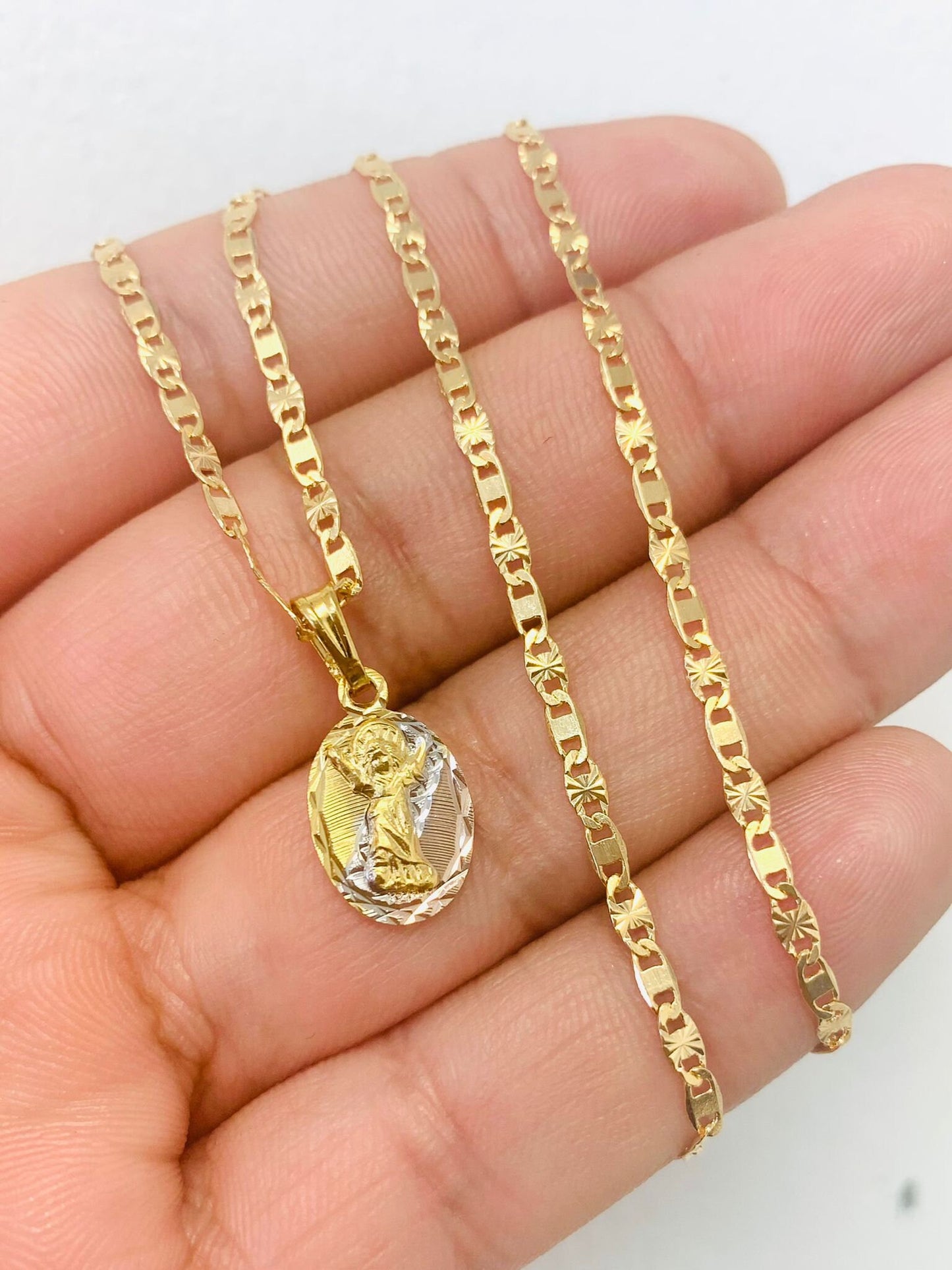 14K Gold Filled Baby Jesus Pendant Divino Nino Charm Necklace 14" 16" Baby Kids Jewelry