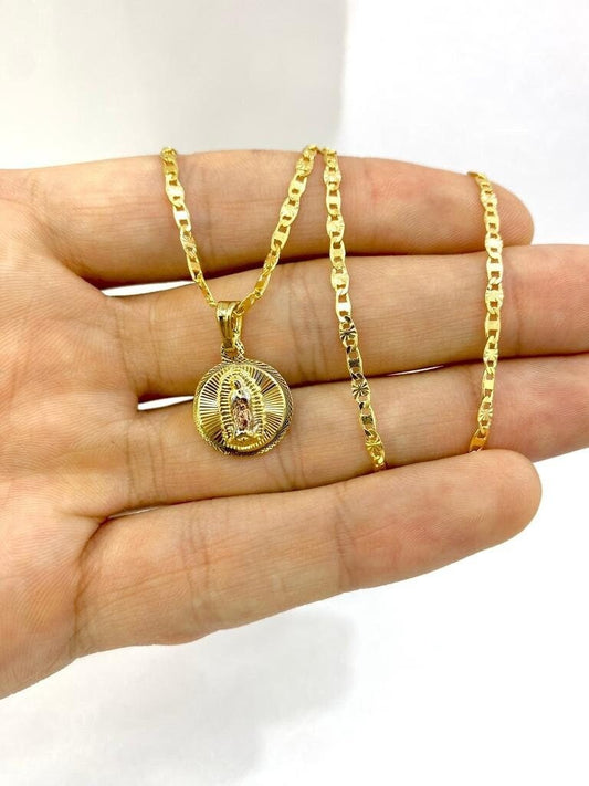 Virgen de Guadalupe Necklace/Valentino Chain 14" 16"/Baby Newborn Kids Jewelry/Gifts for 1st Communion Baptism