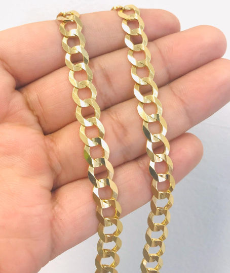 14K Yellow Gold Miami Curb Link Chain 24" for Mens Womens Stylish Jewelry 32 grams