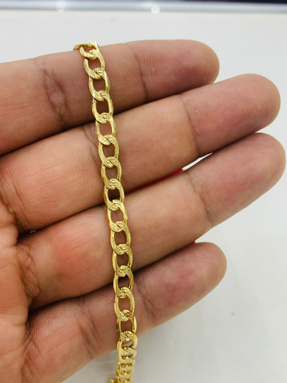 Cuban Curb Bracelet for Mens / Diamond Cut Cuban Link Bracelet 8" / Gold Bracelet