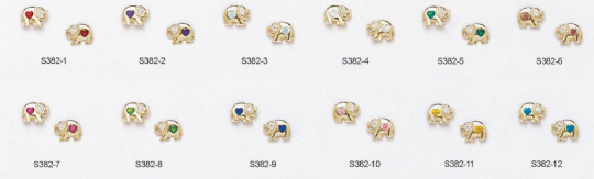 14k Real Yellow Gold Elephant CZ Stud Earring for Women Baby Kids / Screw Back Earrings / Birthstones Stud Earrings / Aretes Oro Real Piedra de Nacimiento Elefante