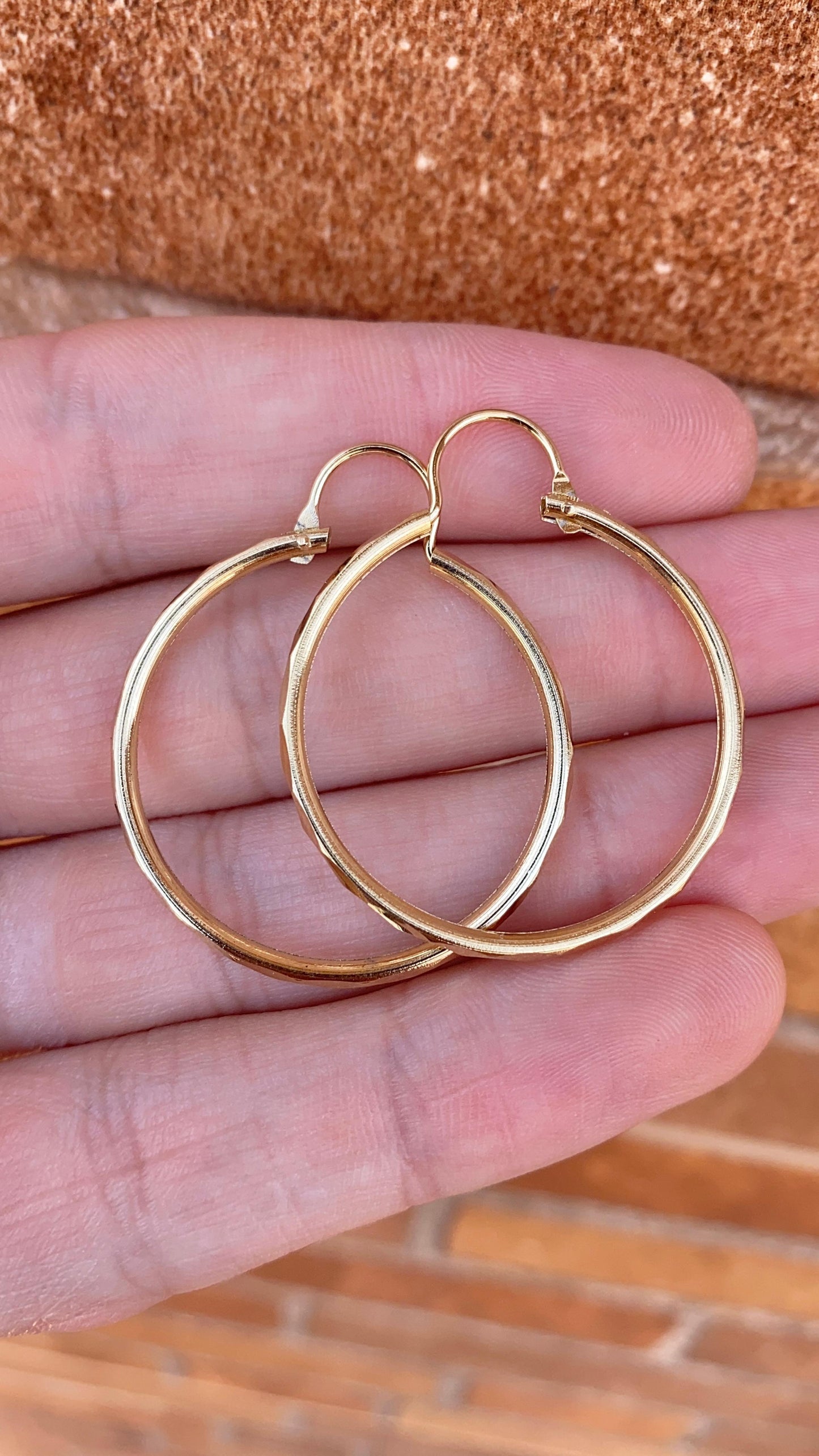 Hoop Earrings 2x2 14K Gold Filled Ladies Argollas Arrecadas para Mujeres