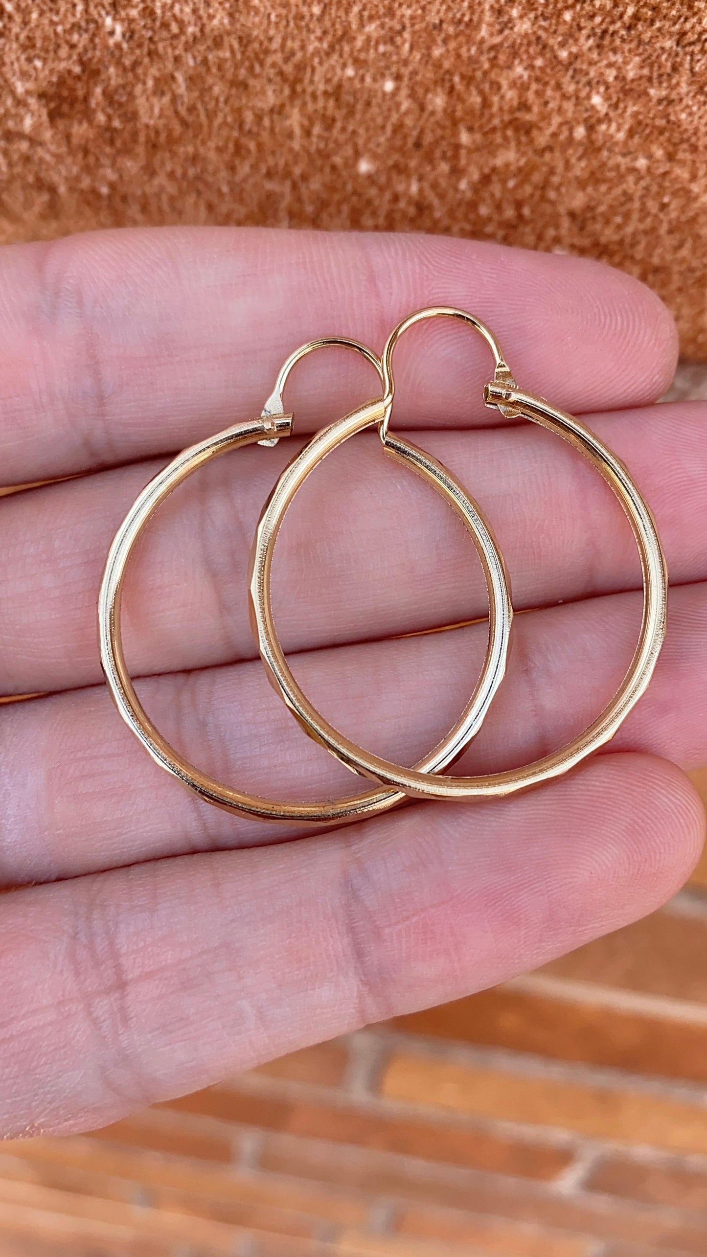 Hoop Earrings 2x2 14K Gold Filled Ladies Argollas Arrecadas para Mujeres