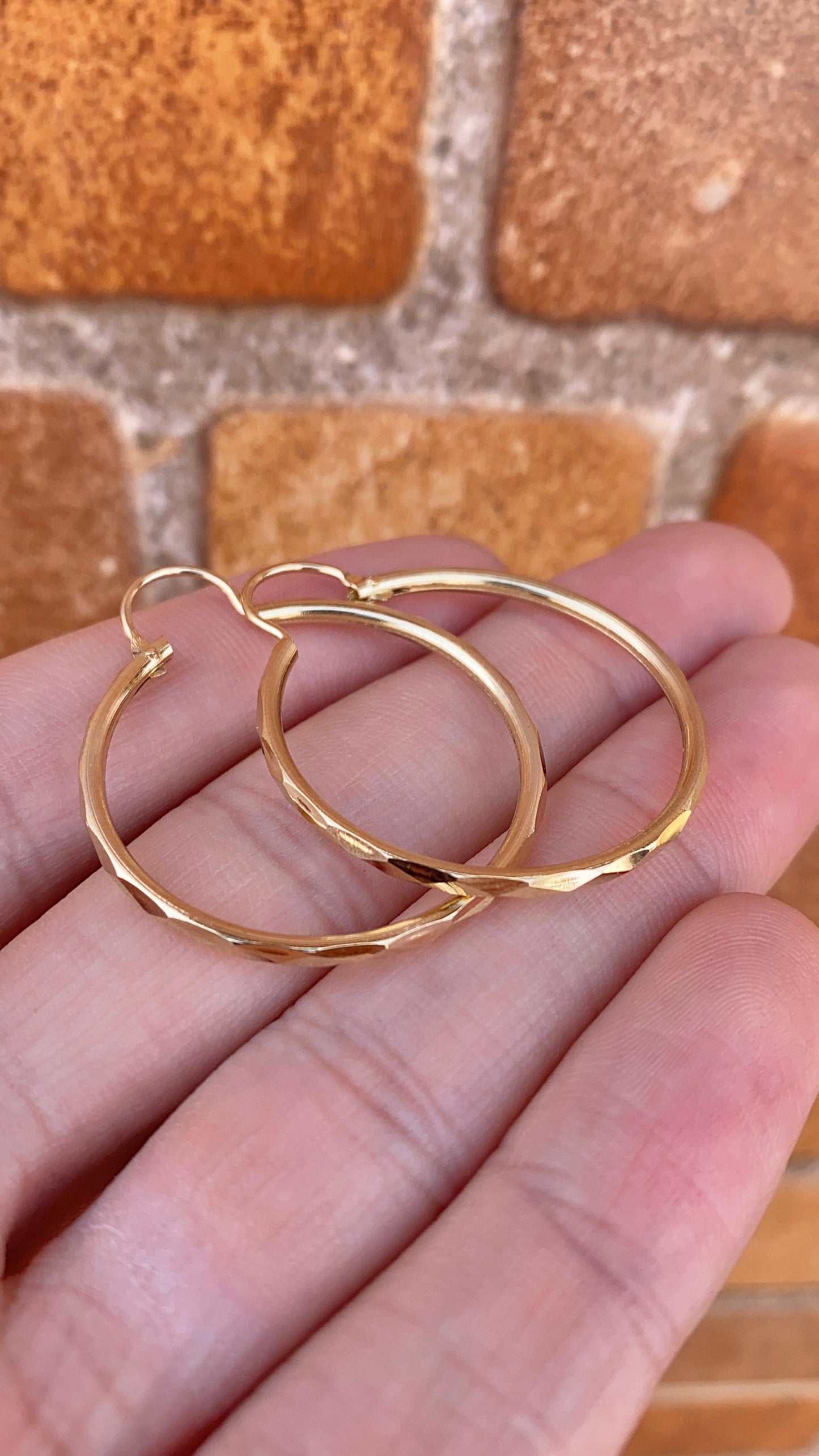 Hoop Earrings 2x2 14K Gold Filled Ladies Argollas Arrecadas para Mujeres