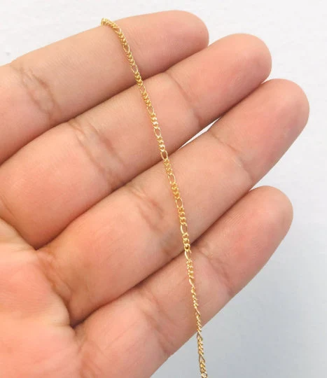 Pulseira de bebê cheia de ouro 14K Figaro Link Recém-nascido/Crianças/Crianças Senhoras Meninas Meninos