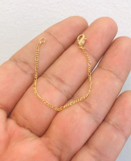 Pulseira de bebê cheia de ouro 14K Figaro Link Recém-nascido/Crianças/Crianças Senhoras Meninas Meninos