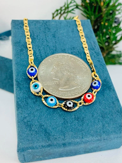 Bebé recién nacido/niños niños/niñas oro relleno mal de ojo bebé pulsera suerte Valentino enlace