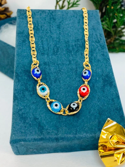 Bebé recién nacido/niños niños/niñas oro relleno mal de ojo bebé pulsera suerte Valentino enlace