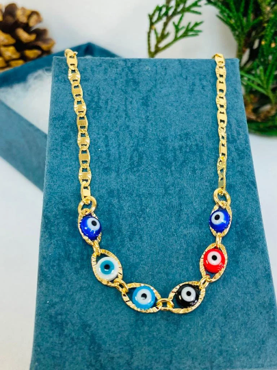 Bebé recién nacido/niños niños/niñas oro relleno mal de ojo bebé pulsera suerte Valentino enlace