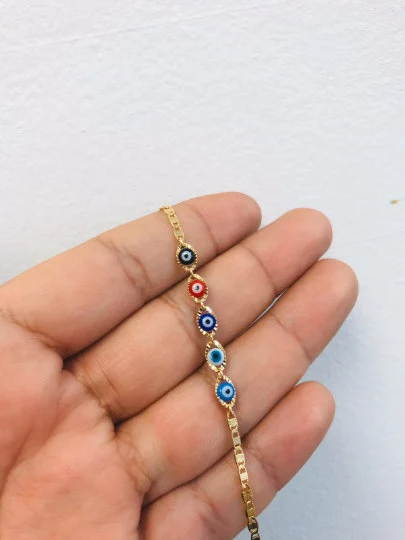 Bebé recién nacido/niños niños/niñas oro relleno mal de ojo bebé pulsera suerte Valentino enlace