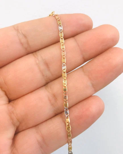 14K Real Tri-Color Gold Filled Baby Bracelet Valentino Link / Family Bracelet / Womens Mens Bracelet