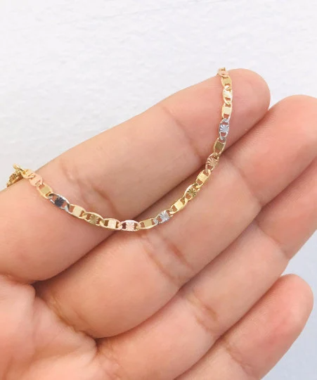 14K Real Tri-Color Gold Filled Baby Bracelet Valentino Link / Family Bracelet / Womens Mens Bracelet