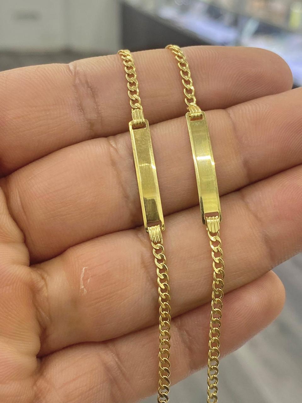 10K Yellow Real Gold Baby ID Bracelet 5.5" Good Look Curb Link Chain Jewelry Gifts For Kids