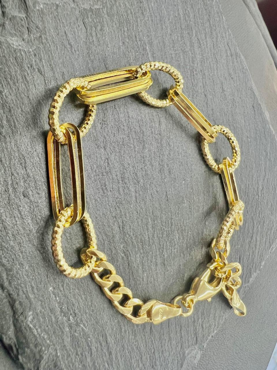 Bracelet 14K Gold Filled Paper Clip Curb Chain 7.5" Womens Mens Jewelry Gifts