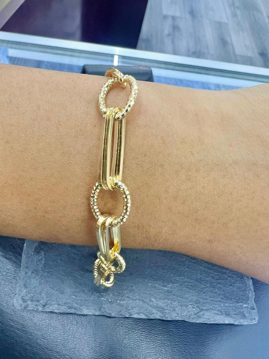 Bracelet 14K Gold Filled Paper Clip Curb Chain 7.5" Womens Mens Jewelry Gifts