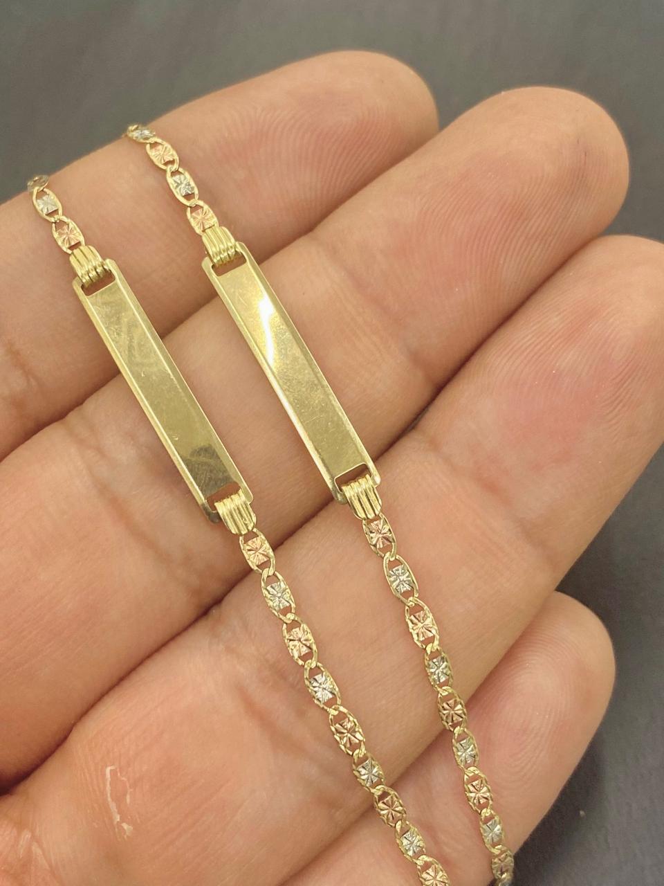 10K Yellow Gold Baby ID Bracelet 5.5" Link Valentino Chain Jewelry For Newborn