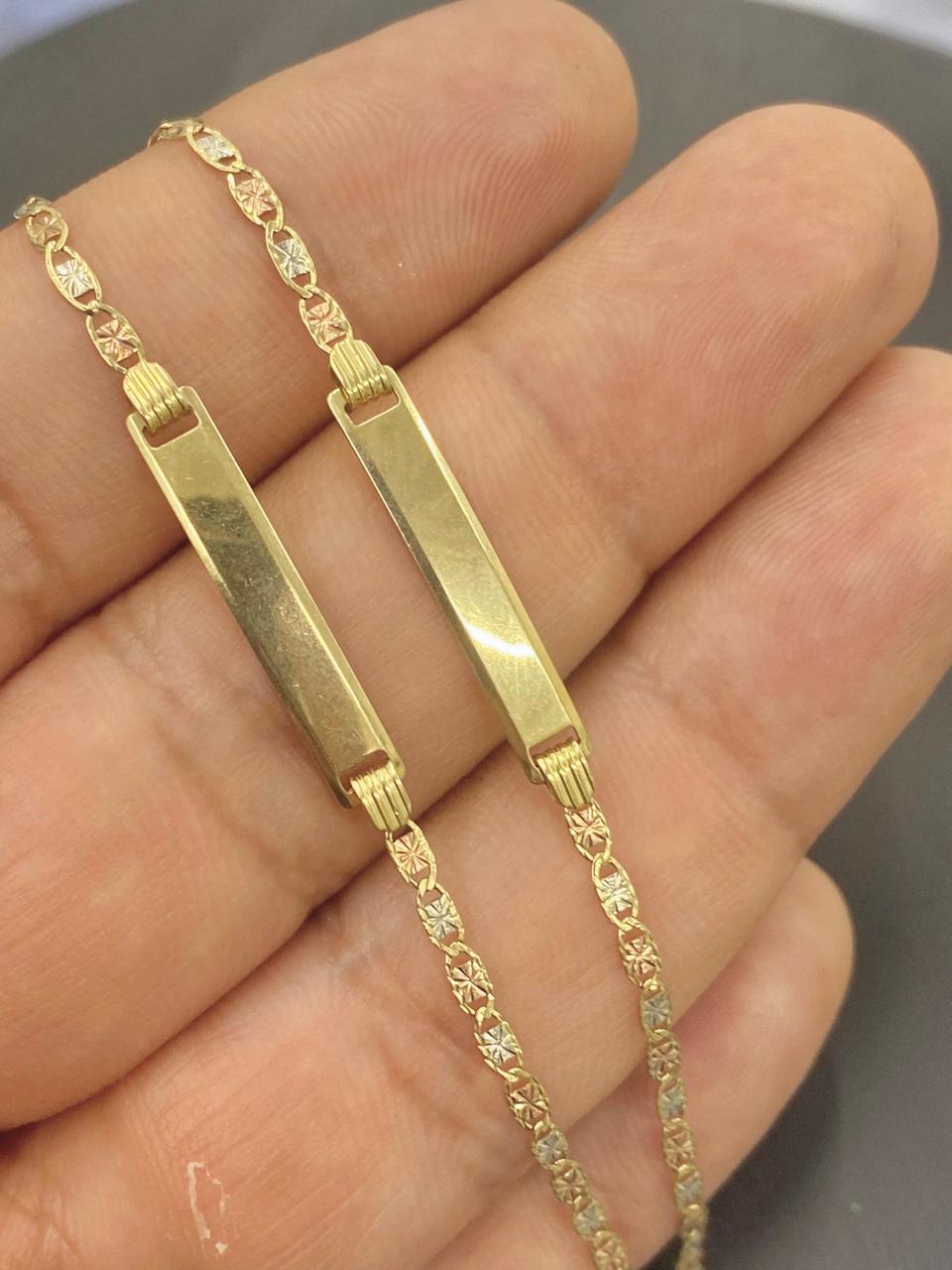 10K Yellow Gold Baby ID Bracelet 5.5" Link Valentino Chain Jewelry For Newborn