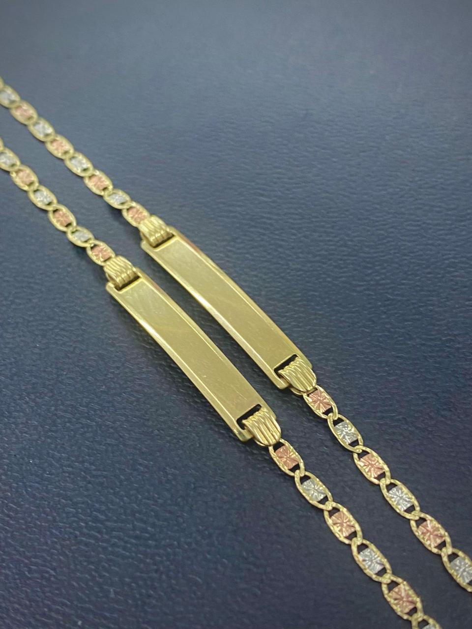 10K Yellow Gold Baby ID Bracelet 5.5" Link Valentino Chain Jewelry For Newborn