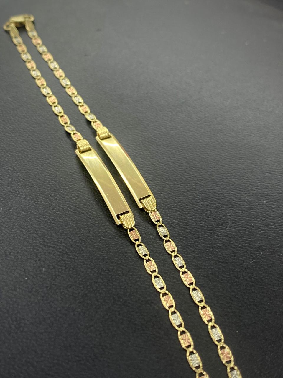 10K Yellow Gold Baby ID Bracelet 5.5" Link Valentino Chain Jewelry For Newborn