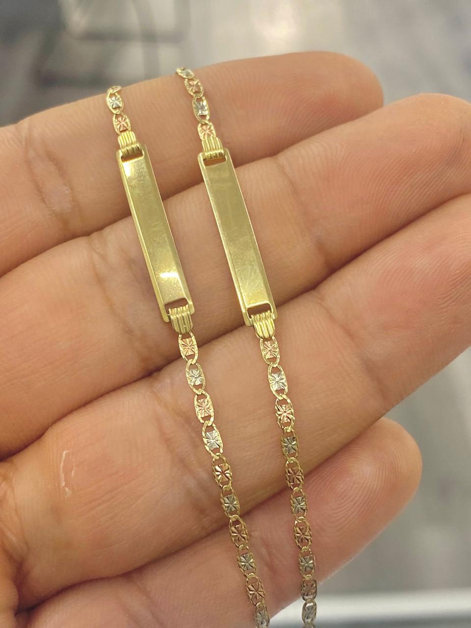 10K Yellow Gold Baby ID Bracelet 5.5" Link Valentino Chain Jewelry For Newborn