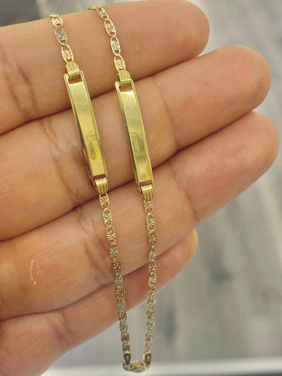 10K Yellow Gold Baby ID Bracelet 5.5" Link Valentino Chain Jewelry For Newborn