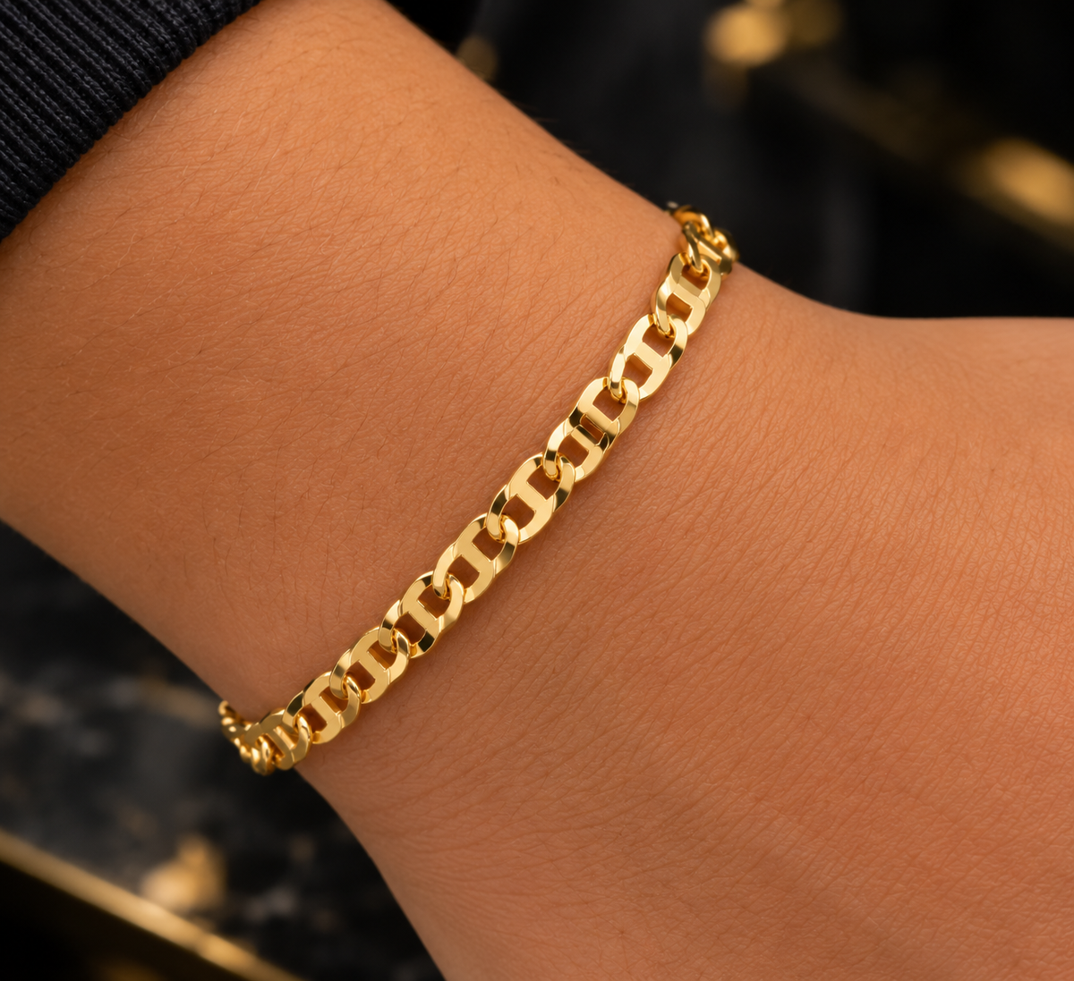 Prime Jewelry 14K Gold Filled Mariner Link Bracelet - Newborn Baby Bracelet - Mariner Link Bracelet For Kids Womens Mens