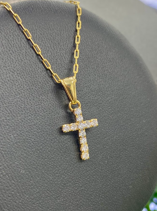 14K Gold Filled Cross Necklace Rustic Kids Youth Pendant Jewelry Everyday