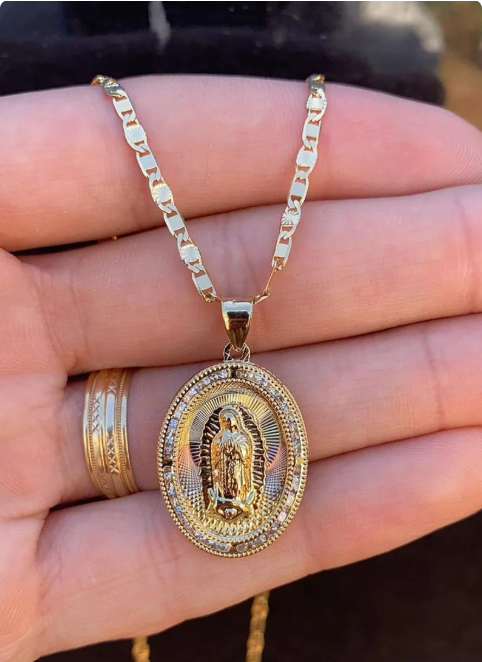 Virgen de Guadalupe Necklace 20" Pendant Jewelry Religious For Womens