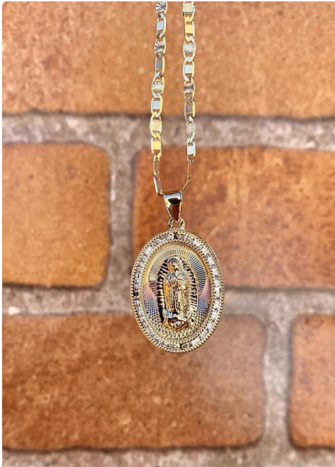 Virgen de Guadalupe Necklace 20" Pendant Jewelry Religious For Womens