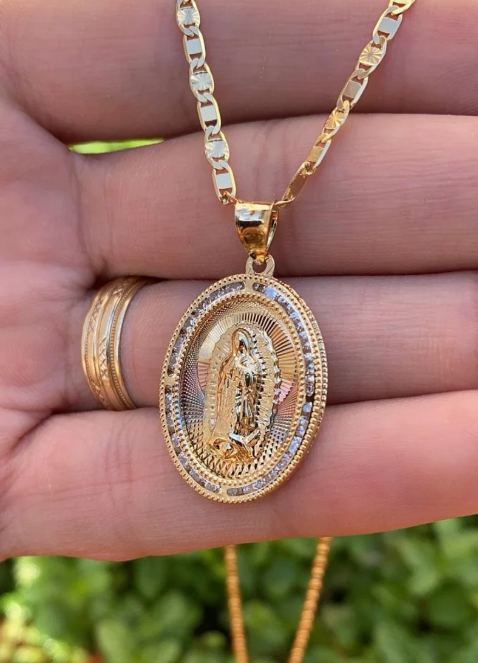 Virgen de Guadalupe Necklace 20" Pendant Jewelry Religious For Womens