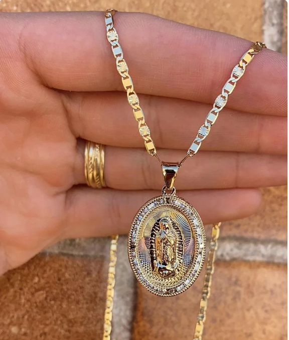 Virgen de Guadalupe Necklace 20" Pendant Jewelry Religious For Womens