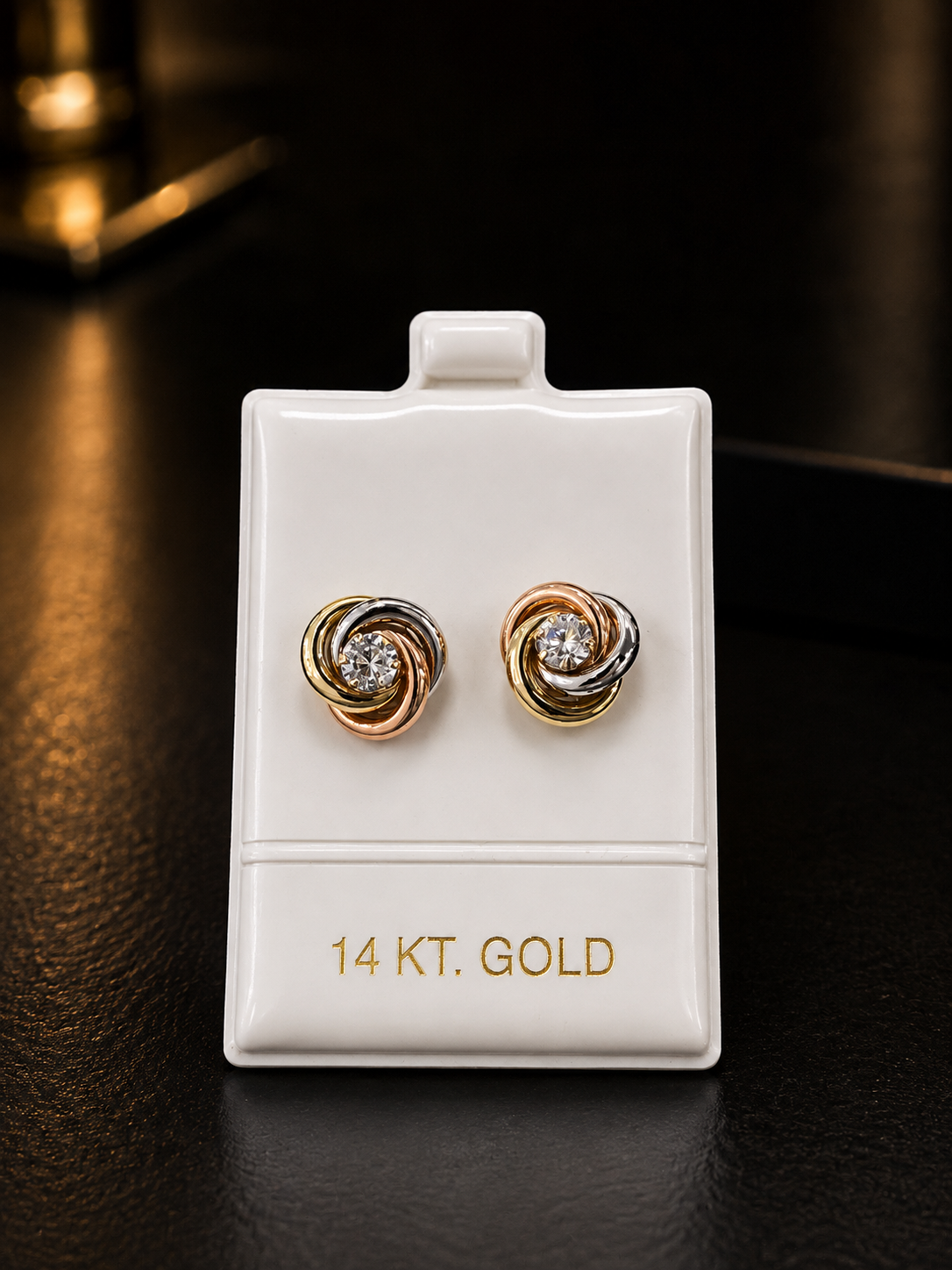 14K Gold Knot Stud Earrings for Womens