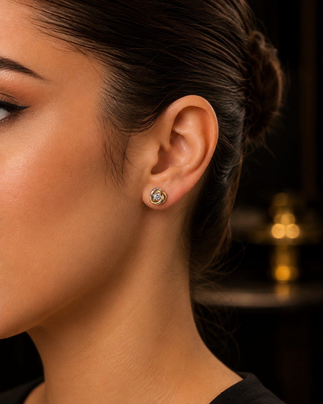 14K Gold Knot Stud Earrings for Womens