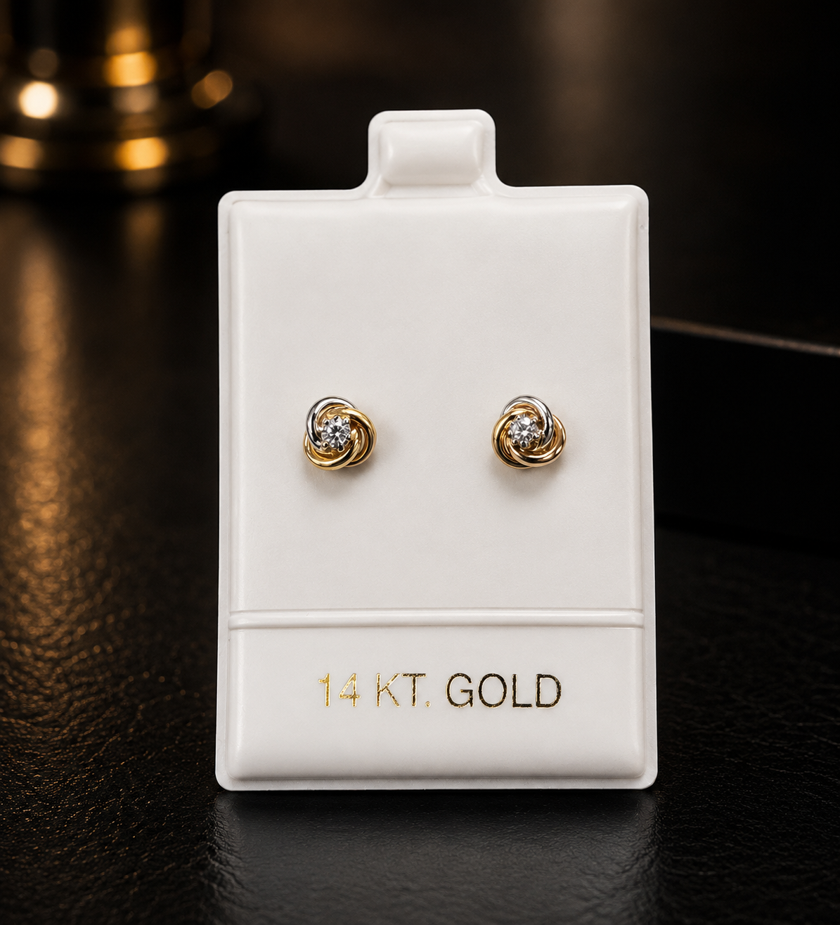 14K Gold Knot Stud Earrings for Womens