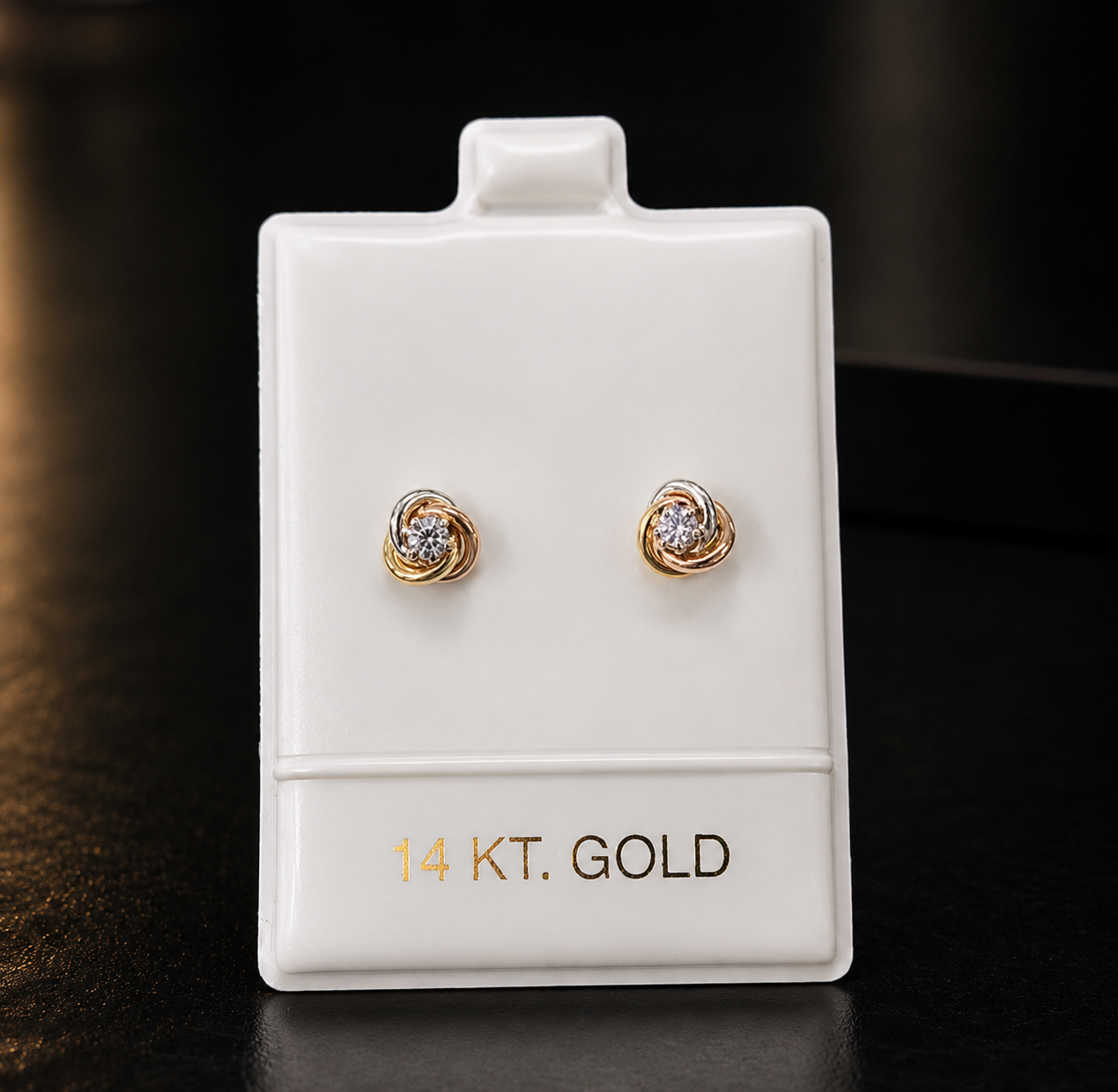 14K Gold Knot Stud Earrings for Womens