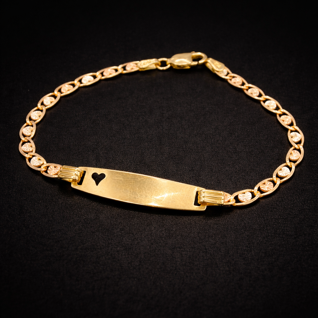 Heart Baby ID Bracelet 14K Gold 6.25 INCH