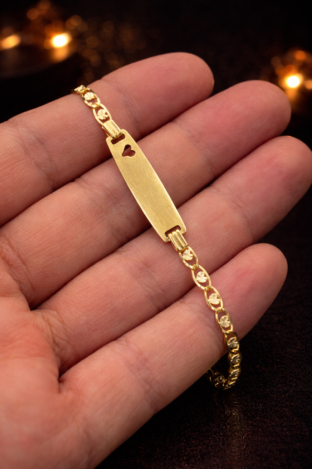 Heart Baby ID Bracelet 14K Gold 6.25 INCH