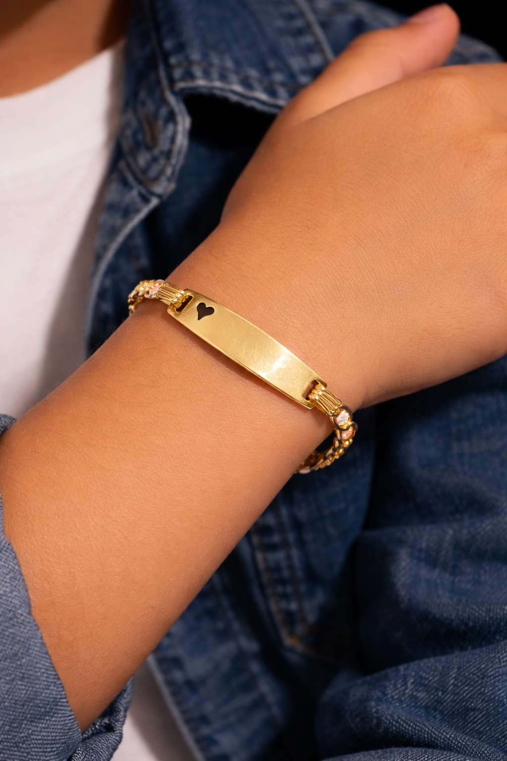 Heart Baby ID Bracelet 14K Gold 6.25 INCH