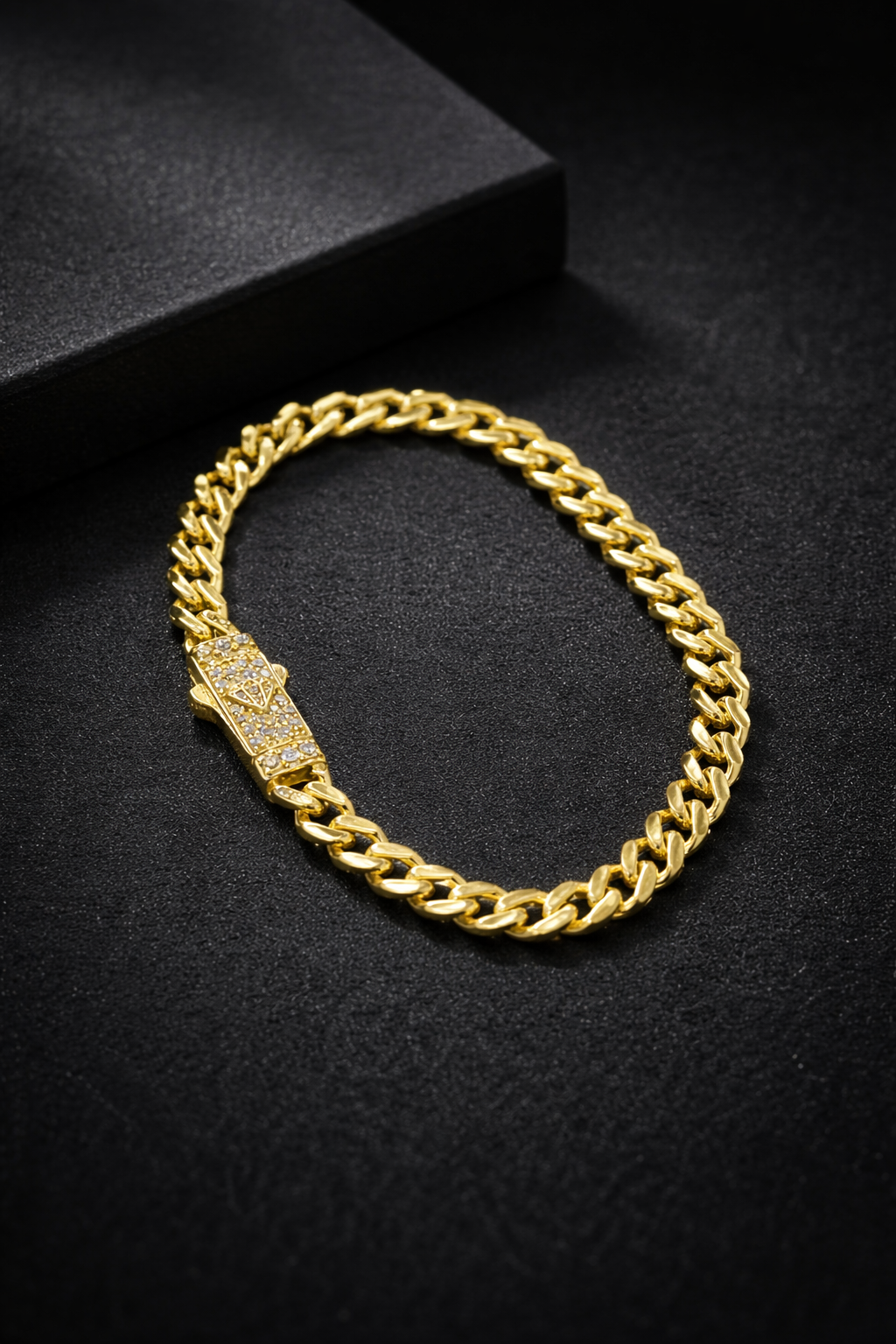 14K Gold Baby Monaco Bracelet CZ for Womens 7.5" INCH