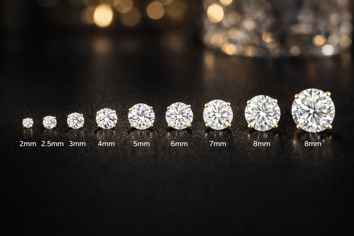 14K Yellow Gold CZ Stud Earrings Screw Back