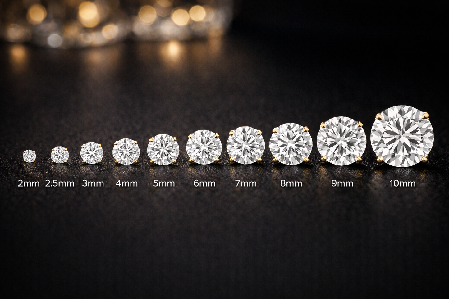 CZ Push Back 14K Yellow Gold  Stud Earrings